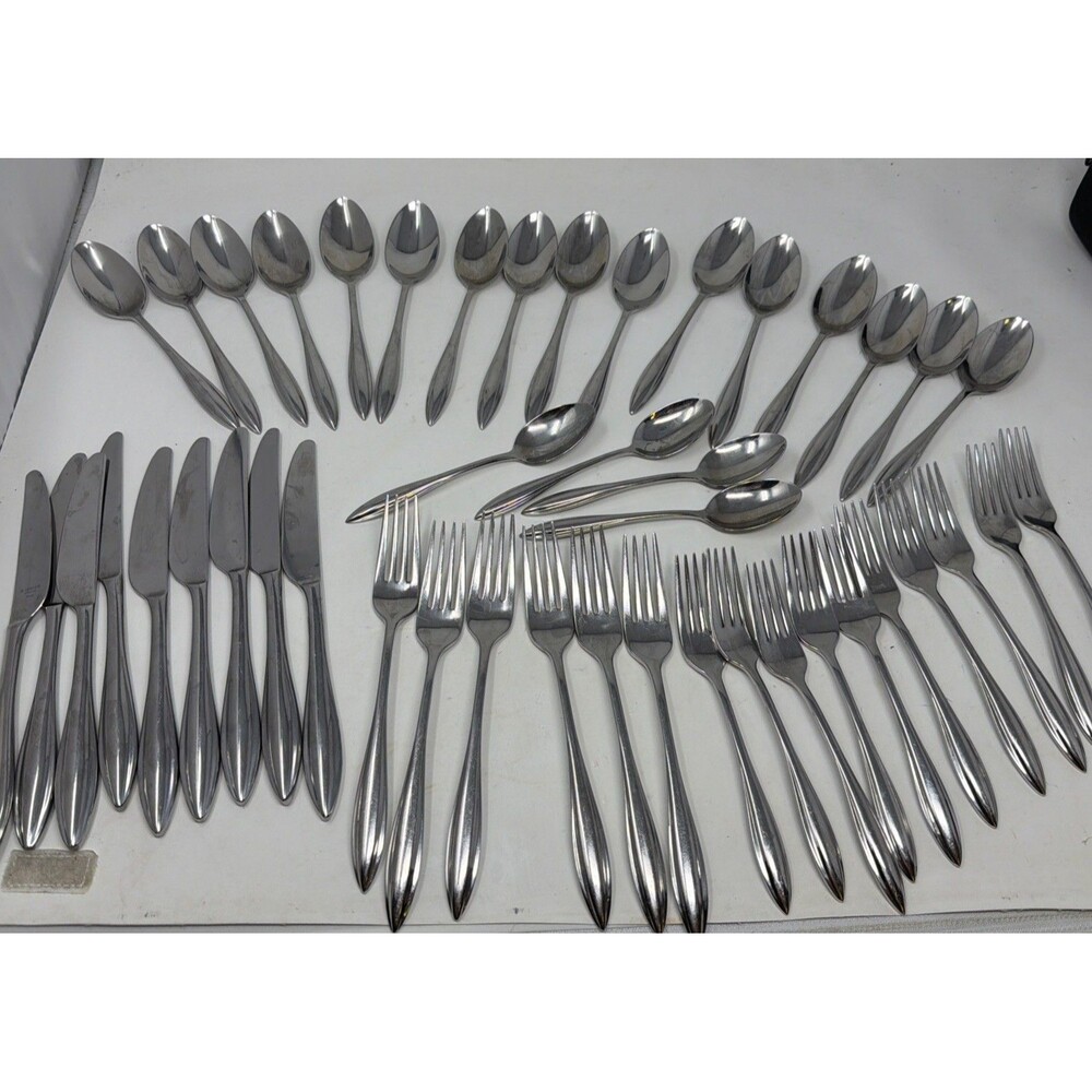 Lenox 45 Piece SCULPT 18/10 Stainless Steel Flatware Set Silver